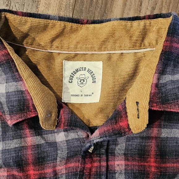 Dubinik Men's Heavy Flannel Shirt, Size L, Red & Blue, like new, never worn - Picture 2 of 3
